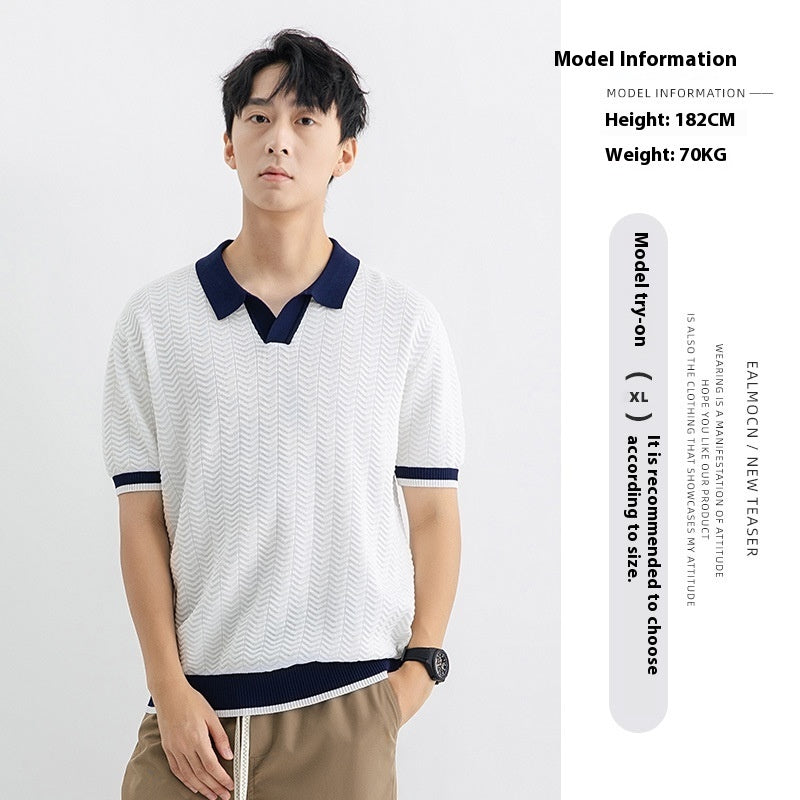 Polo Shirt Men's Ice Silk Led High-end Short-sleeved T-shirt Summer