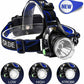 LED Headlamp Rechargeable Head Torch Zoom Headlight Super Bright Flashlight 3 Modes Work Light With 2 Li-ion Batteries 2 Charger