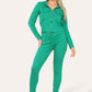 Front Pocket Zip Suit Ribbed Hooded Lounge Wear Set