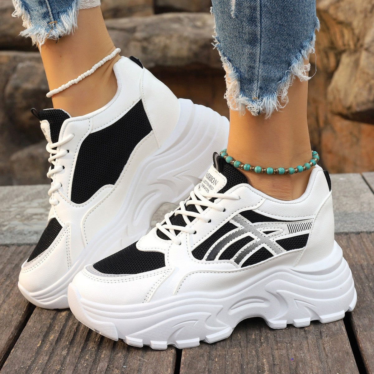 Women's Platform Lightweight Dad Shoes Wedge Sneakers