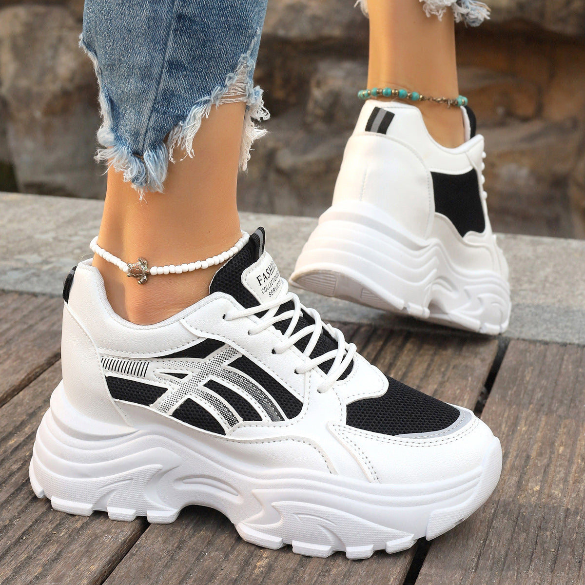 Women's Platform Lightweight Dad Shoes Wedge Sneakers