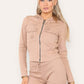 Front Pocket Zip Suit Ribbed Hooded Lounge Wear Set